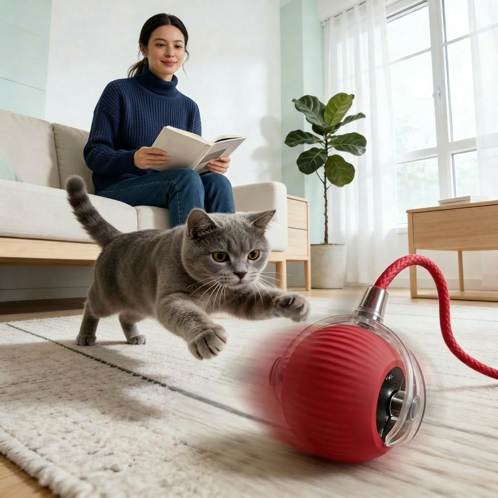 Kattlek – Självrullande & smart kattboll
