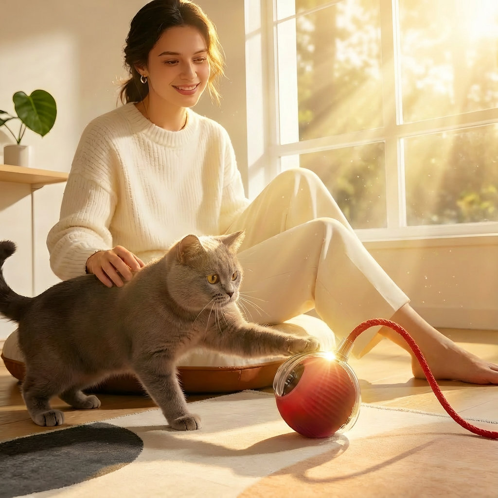 Kattlek – Självrullande & smart kattboll