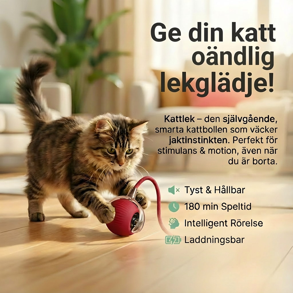 Kattlek – Självrullande & smart kattboll